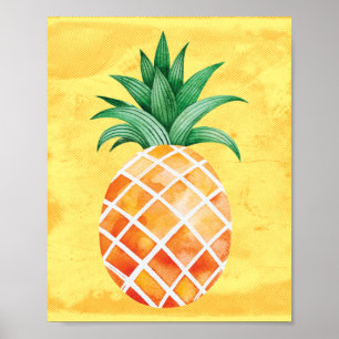 Poster Ananas tropical de l'île Jaune ensoleillé
