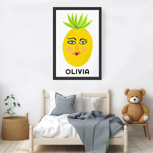 Poster Ananas Whimsical PERSONNALISÉ NOM DE BÉBÉ Art