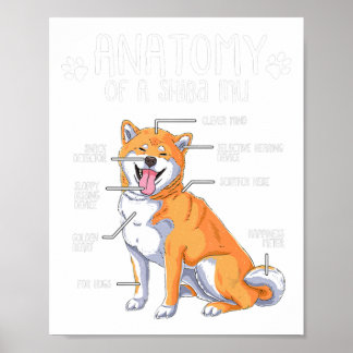 Poster anatomie drôle shiba inu cadeau amoureux des chien