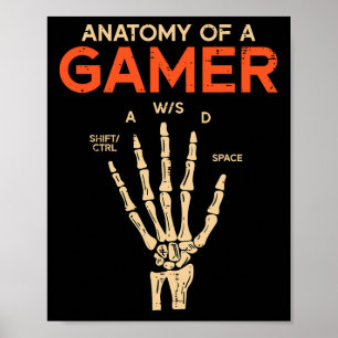 Poster Anatomie D'Un Joueur Squelette Main Drôle Hommes G