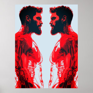 Poster Anatomie rouge - Étude musculaire humaine Abstrait