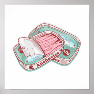 Poster Anchois dans une boîte de conserve