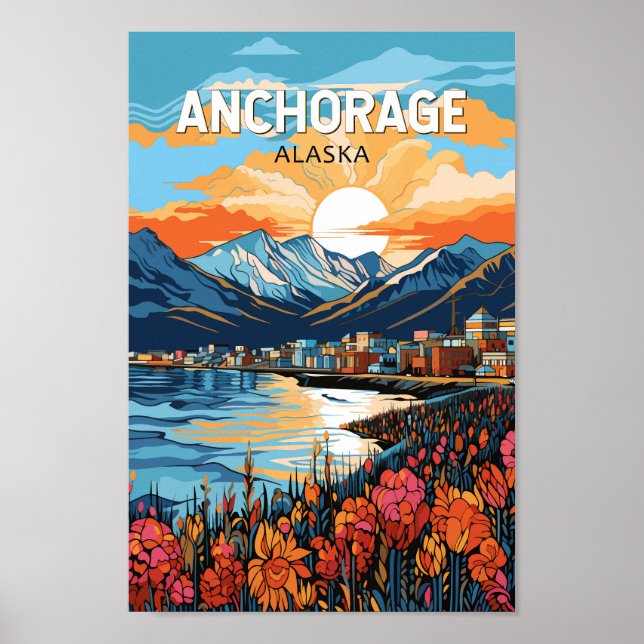 Poster Anchorage Alaska Travel Art Vintage (Devant)
