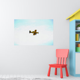Poster Ancien avion à hélice jaune Art
