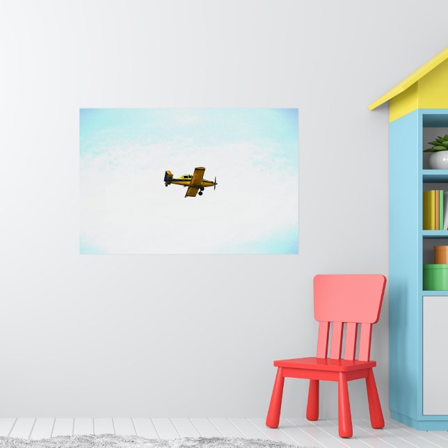 Poster Ancien avion à hélice jaune Art (Pépinière 1)