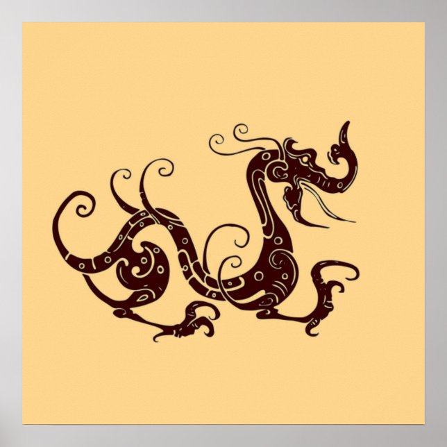 Poster Ancien dragon mystique brun (Devant)