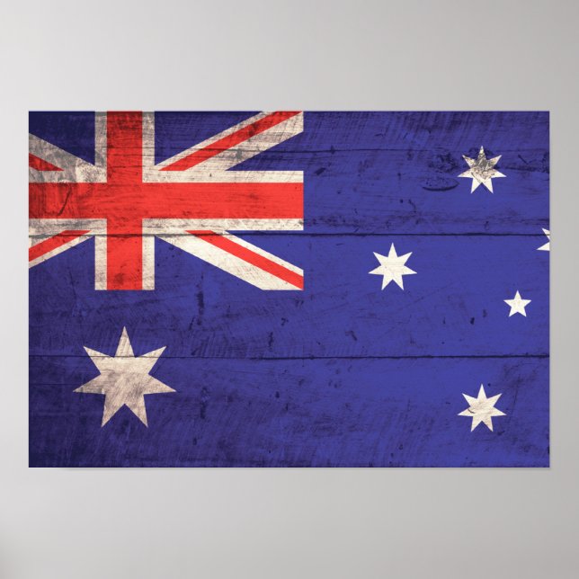 Poster Ancien drapeau australien en bois (Devant)