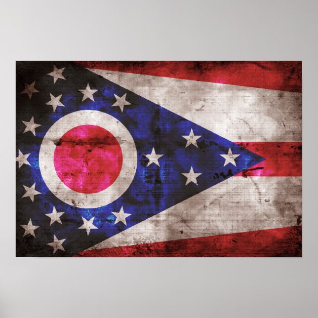 Poster Ancien drapeau de l'Ohio ; (Devant)