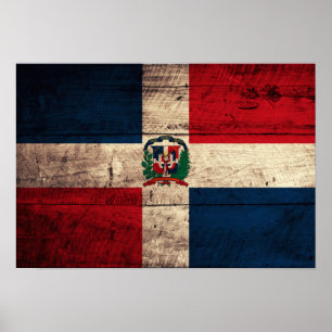 Poster Ancien drapeau en bois de République Dominicaine