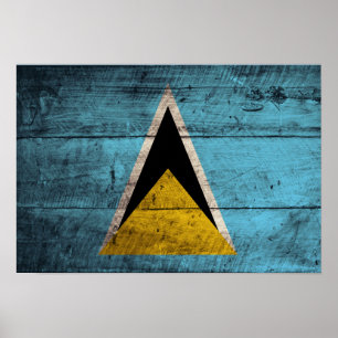Poster Ancien drapeau en bois de Sainte-Lucie