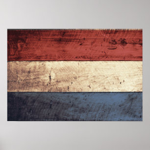 Poster Ancien drapeau Pays-Bas en bois