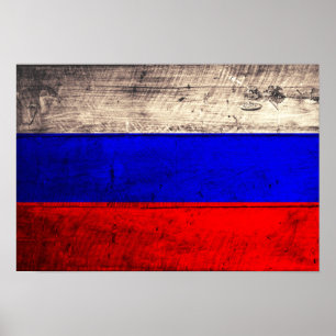 Poster Ancien drapeau russe en bois