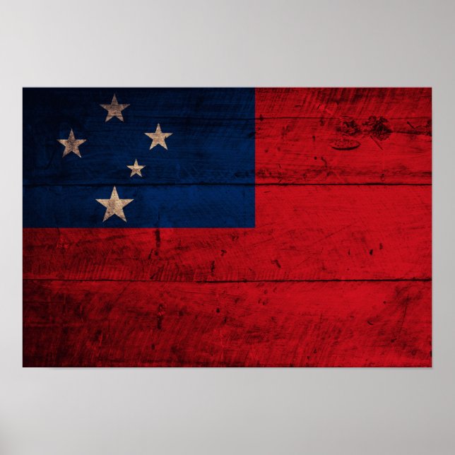 Poster Ancien drapeau Samoa en bois (Devant)