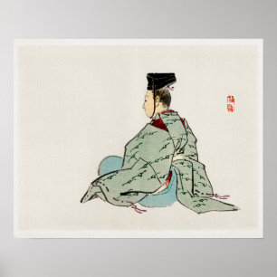 Poster Ancien empereur japonais par Kōno Bairei (1844-189