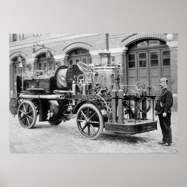 Poster Ancien moteur à incendie allemand, début des année (Devant)