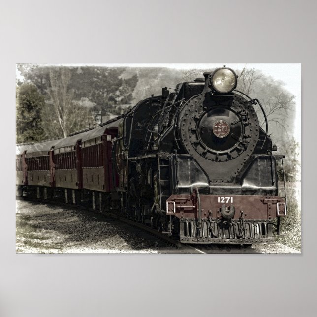 Poster Ancien moteur à vapeur Locomotive (Devant)