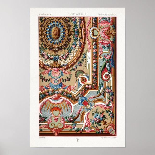 Poster Ancien motif du XVIIIe siècle par Albert Racinet (Devant)