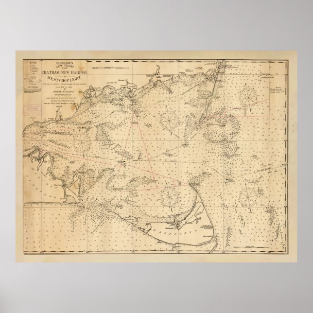 Poster Ancien Nantucket & Cape Cod Map (1894) (Devant)