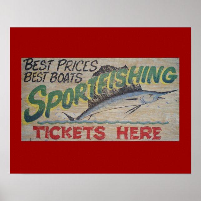Poster Ancien panneau de pêche sportive. (Devant)