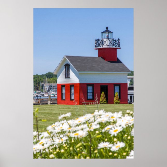 Poster Ancien Phare, Sur Le Lac Kalamazoo, Saugatuck (Devant)