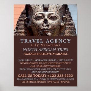 Poster Ancien Sphinx égyptien, Le Caire, Agence de Voyage