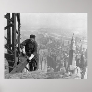 Poster Ancien travailleur en acier Timer sur Empire State
