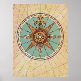 Poster Ancien windrose de la Renaissance boussole rose im