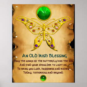 Poster Ancienne bénédiction irlandaise sur parchemin avec