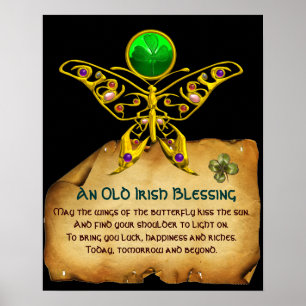 Poster Ancienne bénédiction irlandaise sur parchemin avec