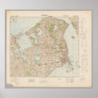 Poster Ancienne carte de Copenhague 1941, Danemark Affich
