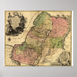 Poster Ancienne carte de la Terre Sainte et des 12 tribus