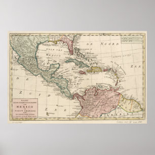 Poster Ancienne carte des Caraïbes des Antilles (1765)