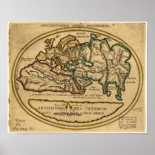 Poster Ancienne Carte du Monde - date inconnue