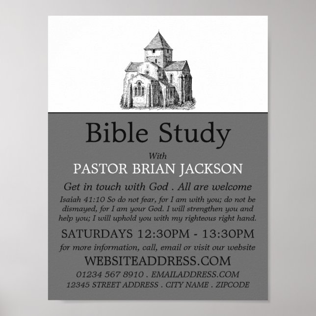 Poster Ancienne Église Sketted, Christian Bible Class Adv (Devant)