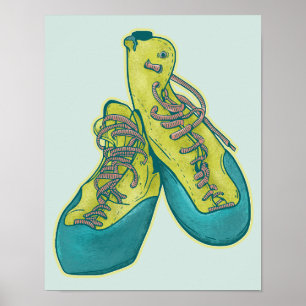 Poster Ancienne escalade chaussures rock escalade