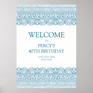 Poster Ancienne histoire coutume fête d'anniversaire bleu