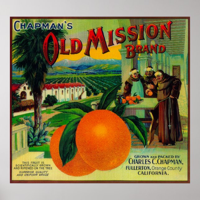 Poster Ancienne mission Orange LabelFullerton, CA (Devant)