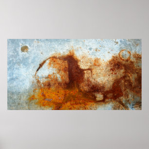 Poster Ancienne plaque d'acier rouillé, ancienne texture 