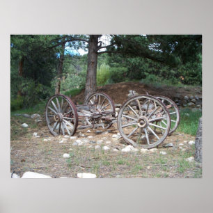 Poster Ancienne roue Wagon