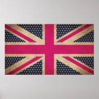 Ancienne Union Jack en rose Poster/Imprimer