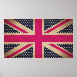 Poster Ancienne Union Jack en rose Poster/Imprimer