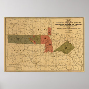 Poster Anciennes limites de la "nation des" Indiens chero