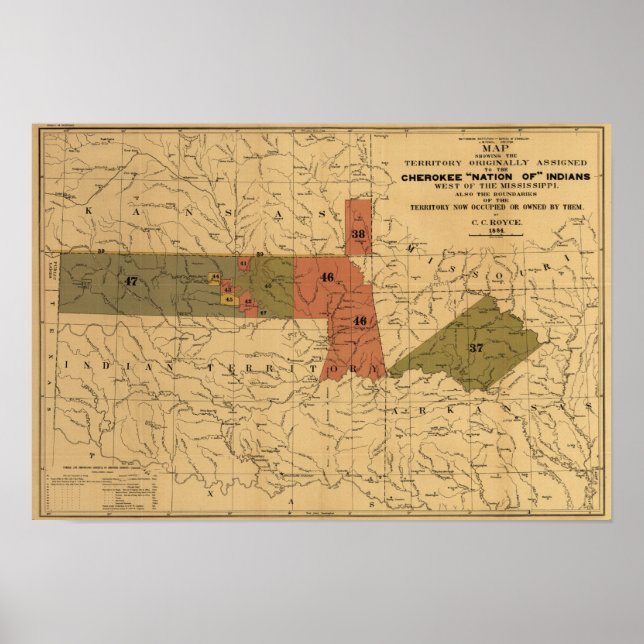 Poster Anciennes limites de la "nation des" Indiens chero (Devant)