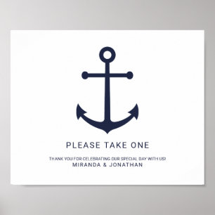 Poster Ancre Bleue Marine Nautique Symbole de mariage Fav