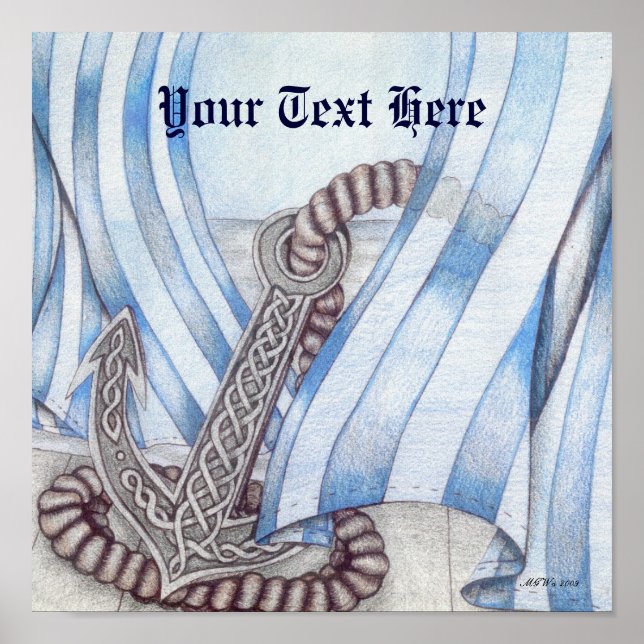 Poster Ancre celtique Nautique (Devant)