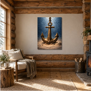 Poster Ancre de bronze sous-marin océan