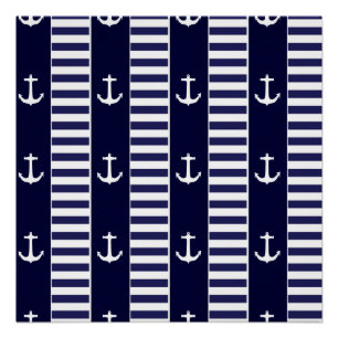 Poster Ancre de navigation et motif de rayures