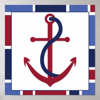 Poster Ancre Nautical Wave Nursery