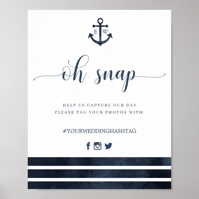 Poster Ancre nautique Mariage Oh Snap Sign (Devant)