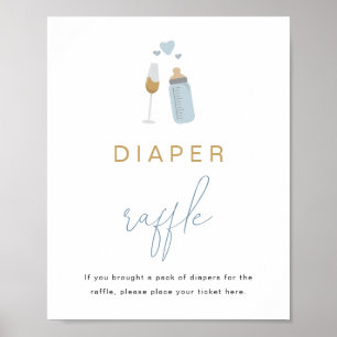 Poster ANDI Blue Poppin' Bouteilles Baby Diaper Raffle Je